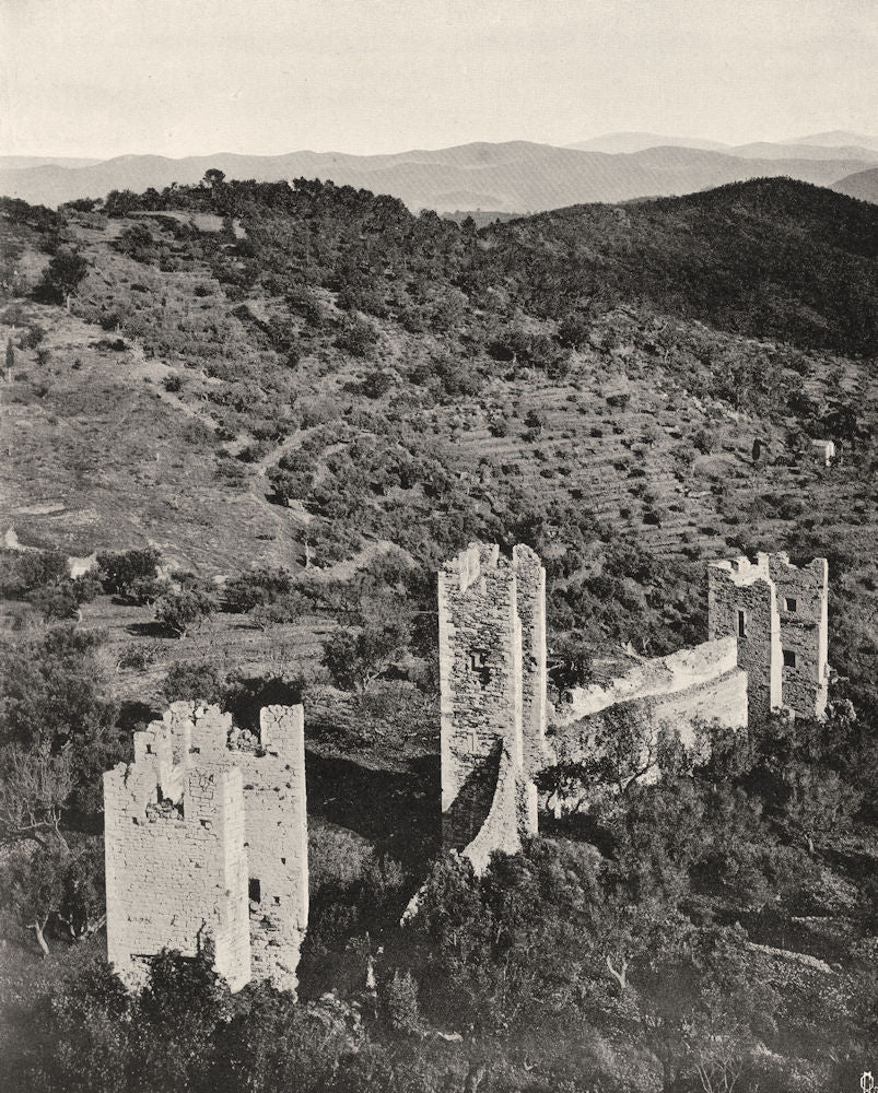 VAR. Les ruines du chêteau d'Hyères 1903 old antique vintage print picture